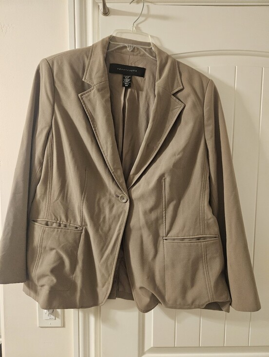 Apostrophe Jackets & Blazers - Apostrophe Taupe Single-Button Tailored Blazer Size 18W